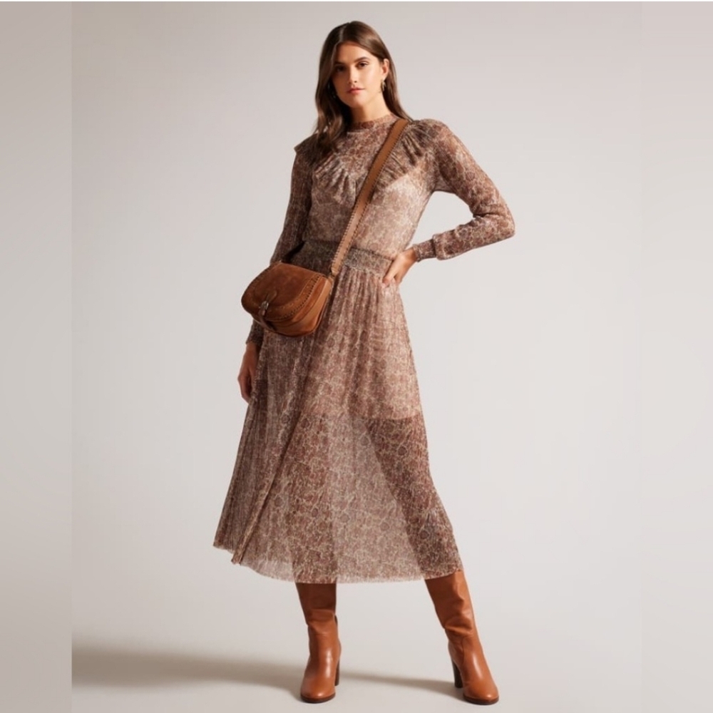 Ted Baker Debbix Midi Dress In Beige 1 4 small